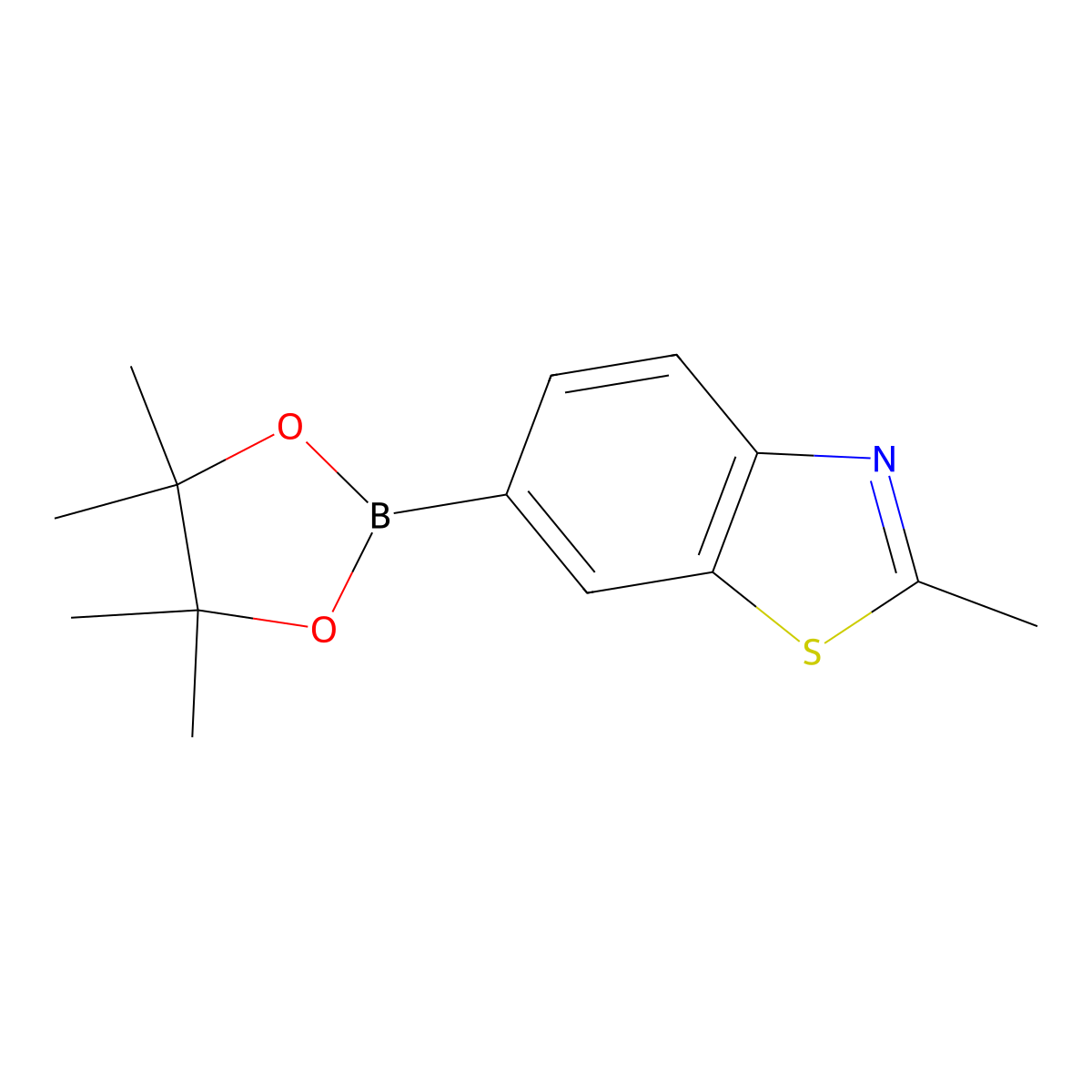 2-Methyl-6-(4,4,5,5-tetramethyl-1,3,2-dioxaborolan-2-yl)benzo[d]thiazole molecular structure, CAS 837392-69-5