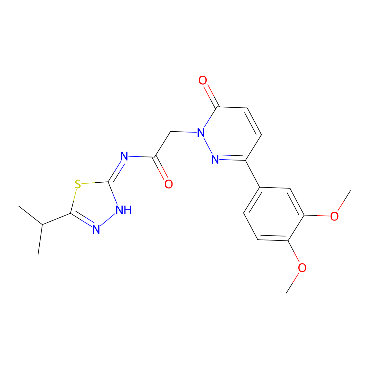 2-[3-(3,4-Dimethoxy-phenyl)-6-oxo-6H-pyridazin-1-yl]-N-(5-isopropyl-[1,3,4]thiadiazol-2-yl)-acetamide molecular structure, CAS 837395-22-9