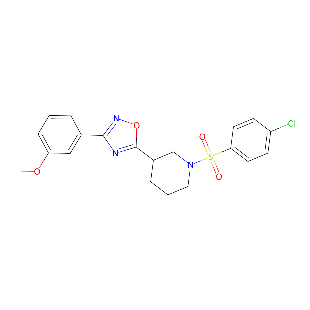 1-(4-Chlorobenzenesulfonyl)-3-[3-(3-methoxyphenyl)-1,2,4-oxadiazol-5-YL]piperidine molecular structure, CAS 837413-30-6