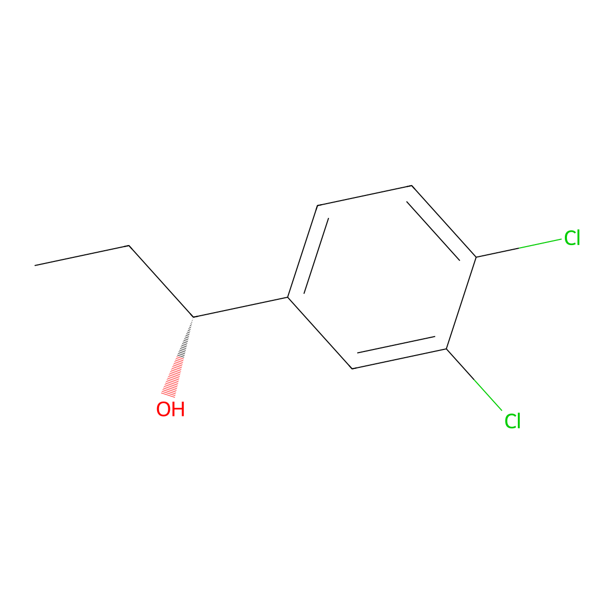 (1R)-1-(3,4-dichlorophenyl)propan-1-ol molecular structure, CAS 837417-11-5