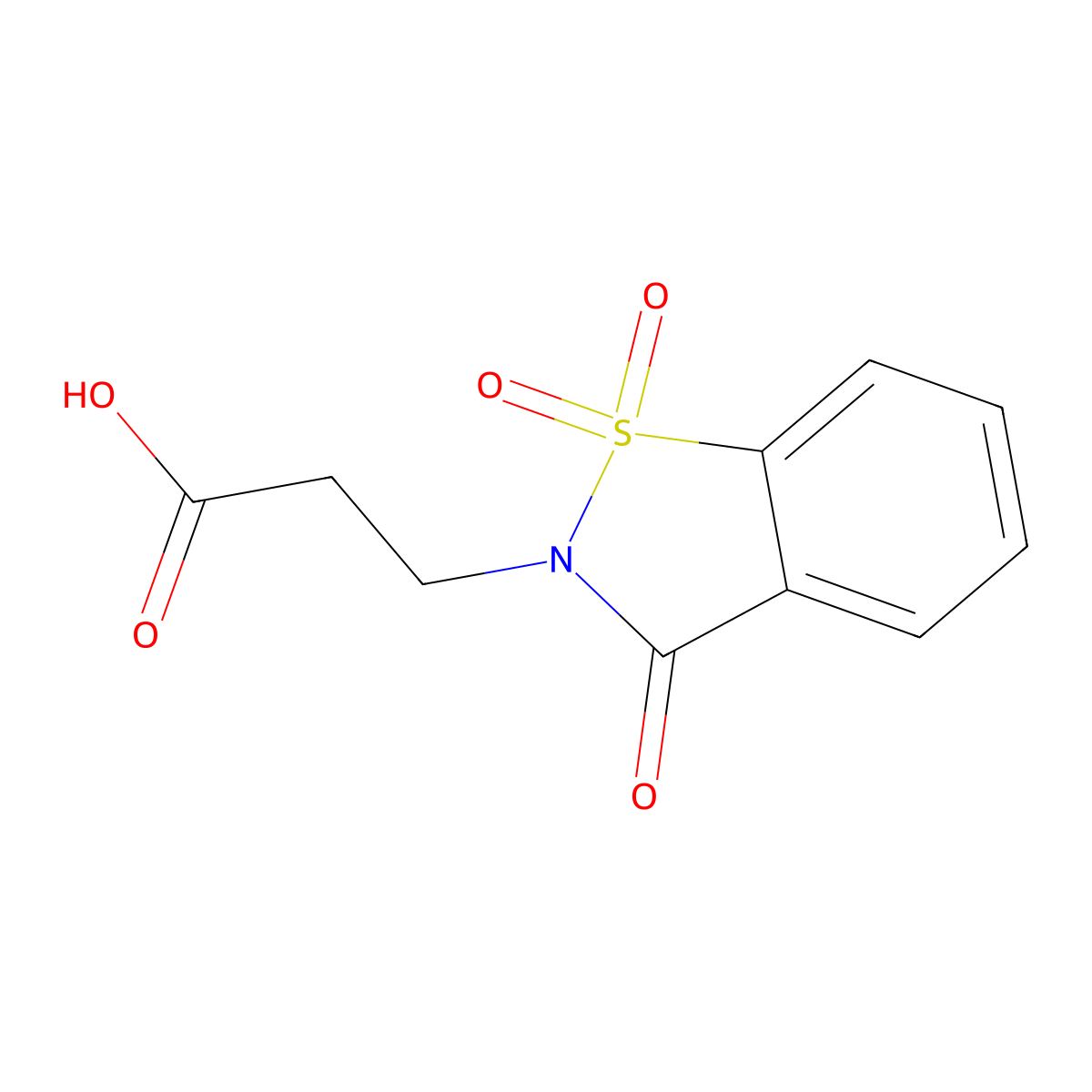 3-(1,1-dioxido-3-oxo-1,2-benzisothiazol-2(3H)-yl)propanoic acid molecular structure, CAS 83747-21-1
