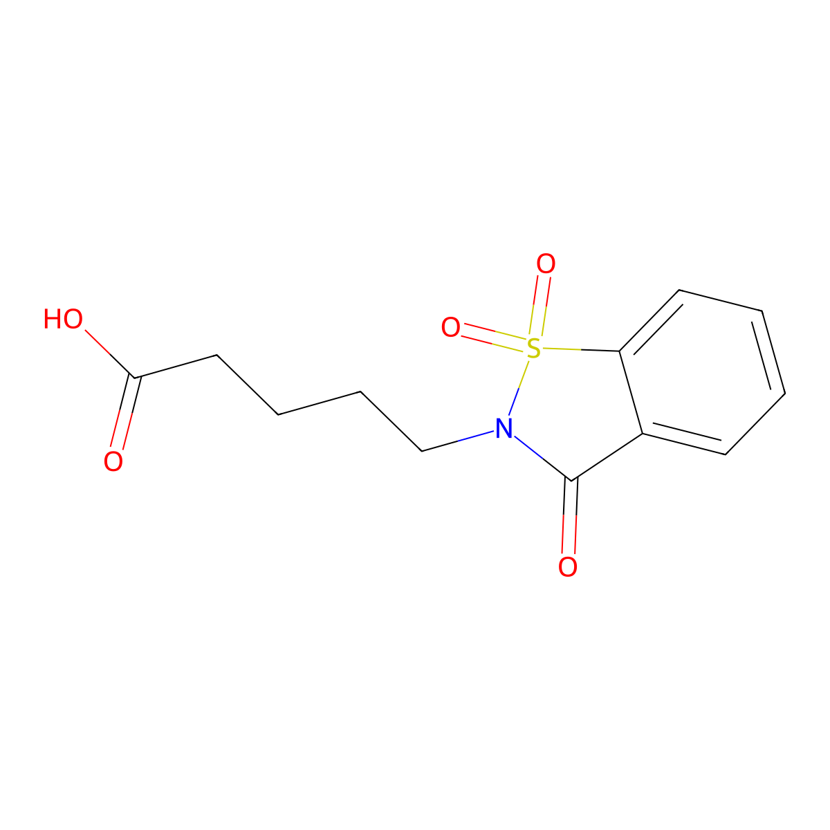 5-(1,1-Dioxido-3-oxo-1,2-benzisothiazol-2(3H)-yl)pentanoic acid molecular structure, CAS 83747-22-2