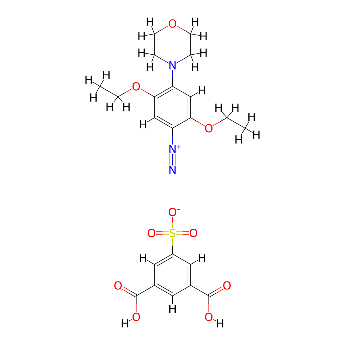 Benzenediazonium, 2,5-diethoxy-4-(4-morpholinyl)-, 5-sulfo-1,3-benzenedicarboxylate (1:1) molecular structure, CAS 83749-57-9