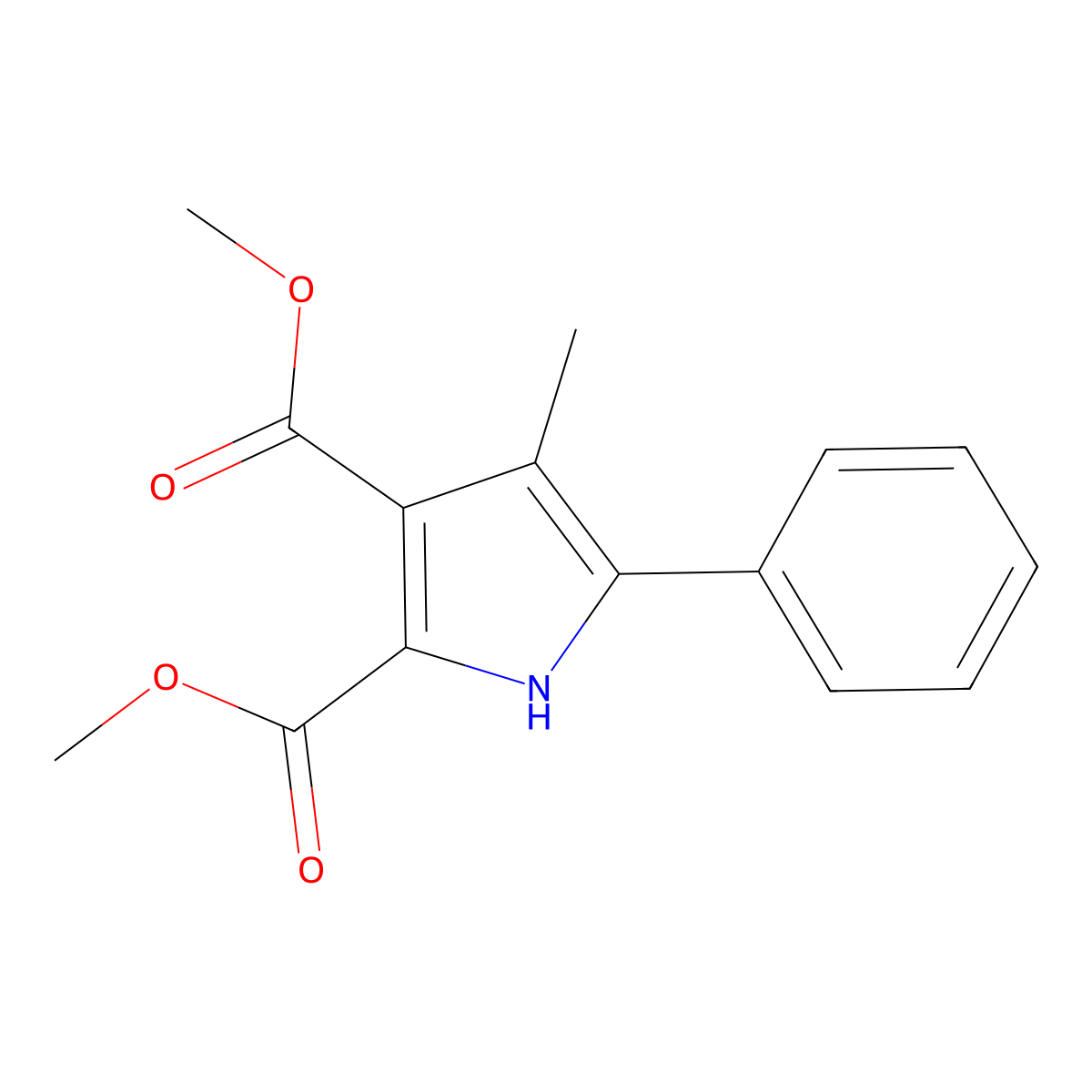 2,3-dimethyl 4-methyl-5-phenyl-1H-pyrrole-2,3-dicarboxylate molecular structure, CAS 83756-15-4