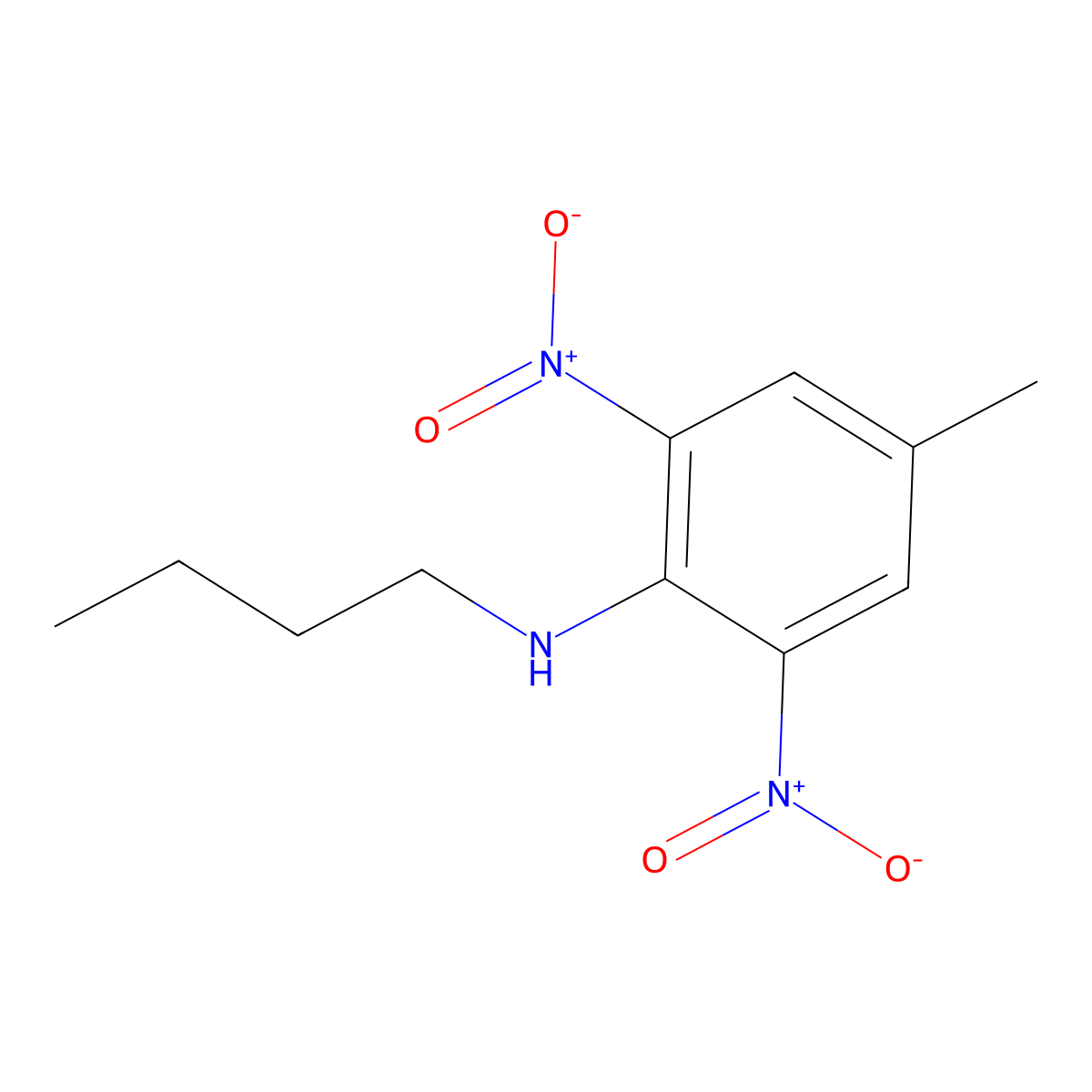 N-butyl-4-methyl-2,6-dinitroaniline molecular structure, CAS 83757-42-0