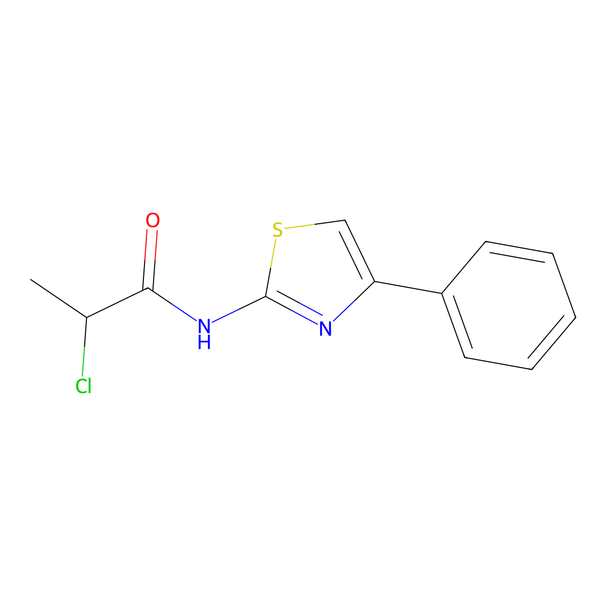 2-chloro-N-(4-phenyl-1,3-thiazol-2-yl)propanamide molecular structure, CAS 83758-08-1
