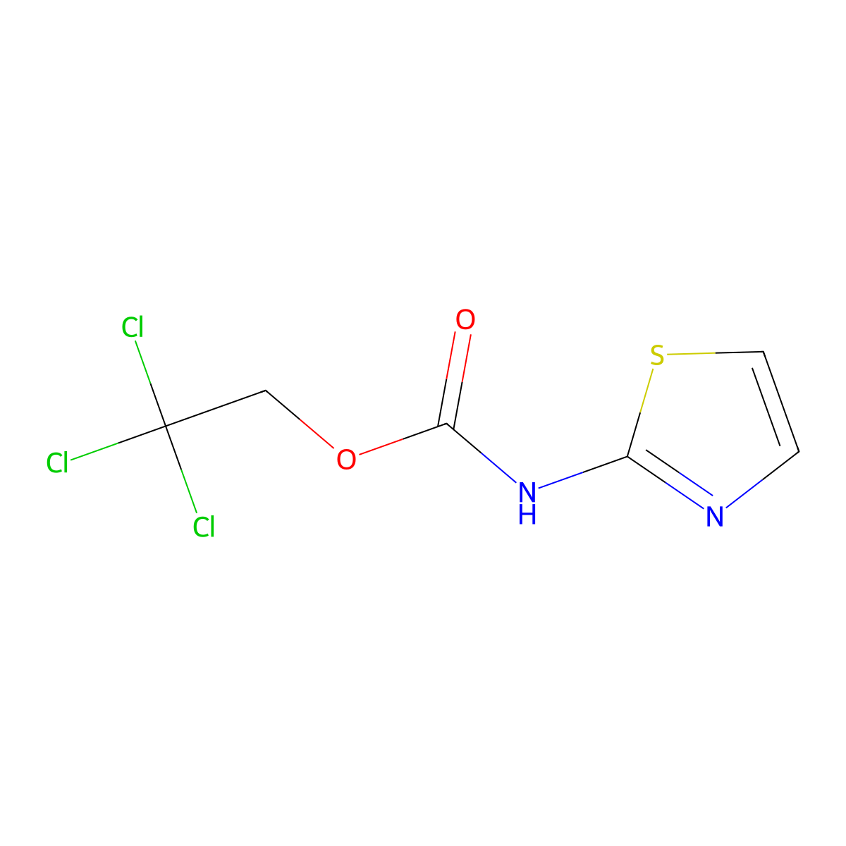 2,2,2-Trichloroethyl 1,3-thiazol-2-ylcarbamate molecular structure, CAS 83758-31-0