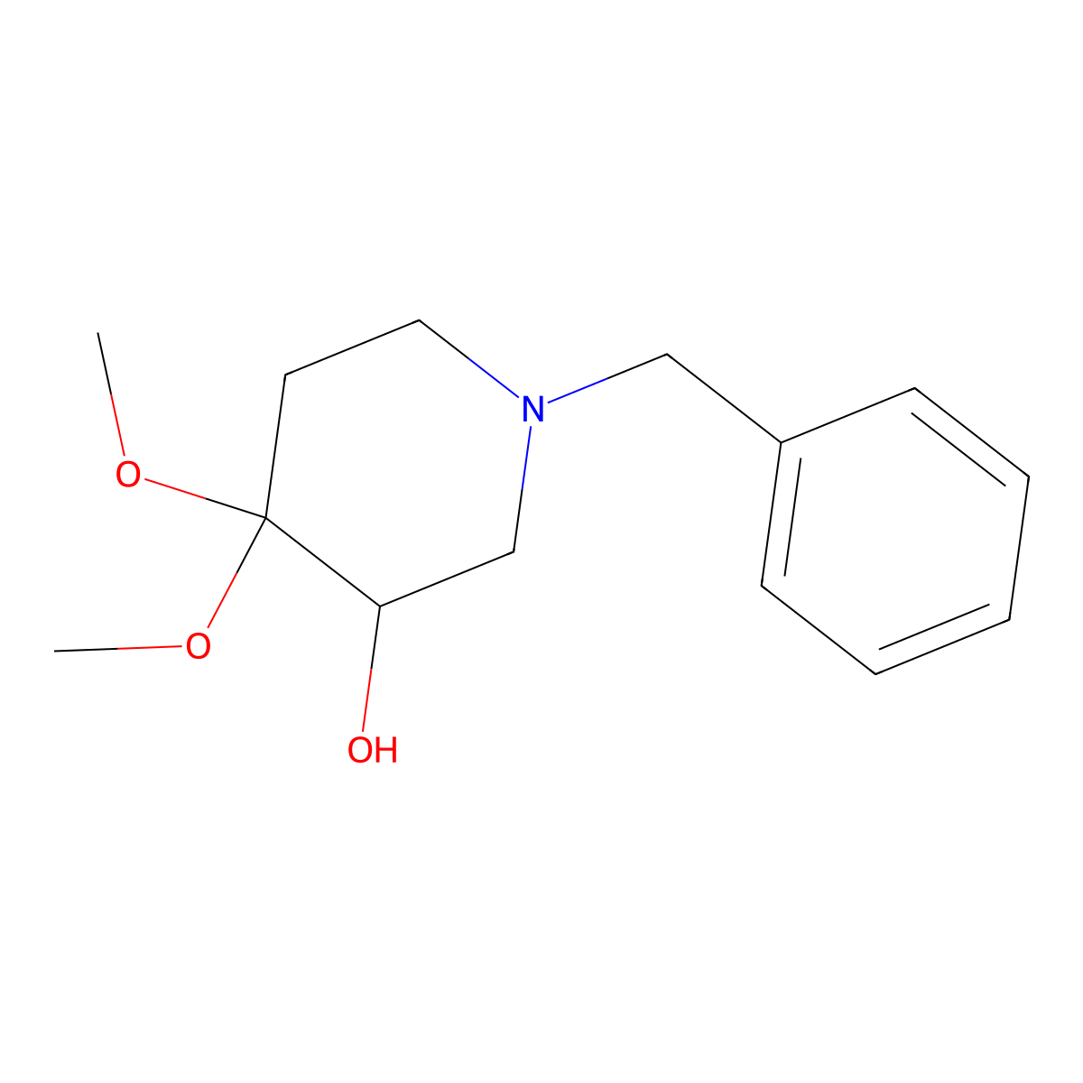 1-Benzyl-4,4-dimethoxypiperidin-3-ol molecular structure, CAS 83763-31-9