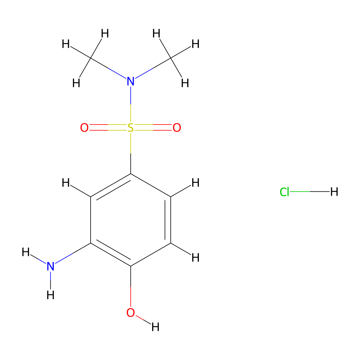 3-Amino-4-hydroxy-N,N-dimethylbenzenesulphonamide monohydrochloride molecular structure, CAS 83763-35-3