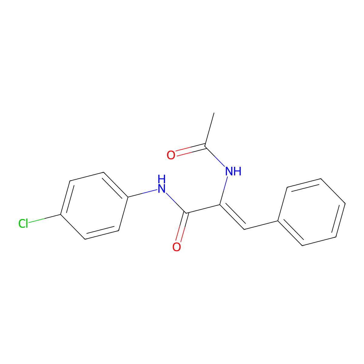 2-Propenamide, 2-(acetylamino)-N-(4-chlorophenyl)-3-phenyl- molecular structure, CAS 83772-76-3