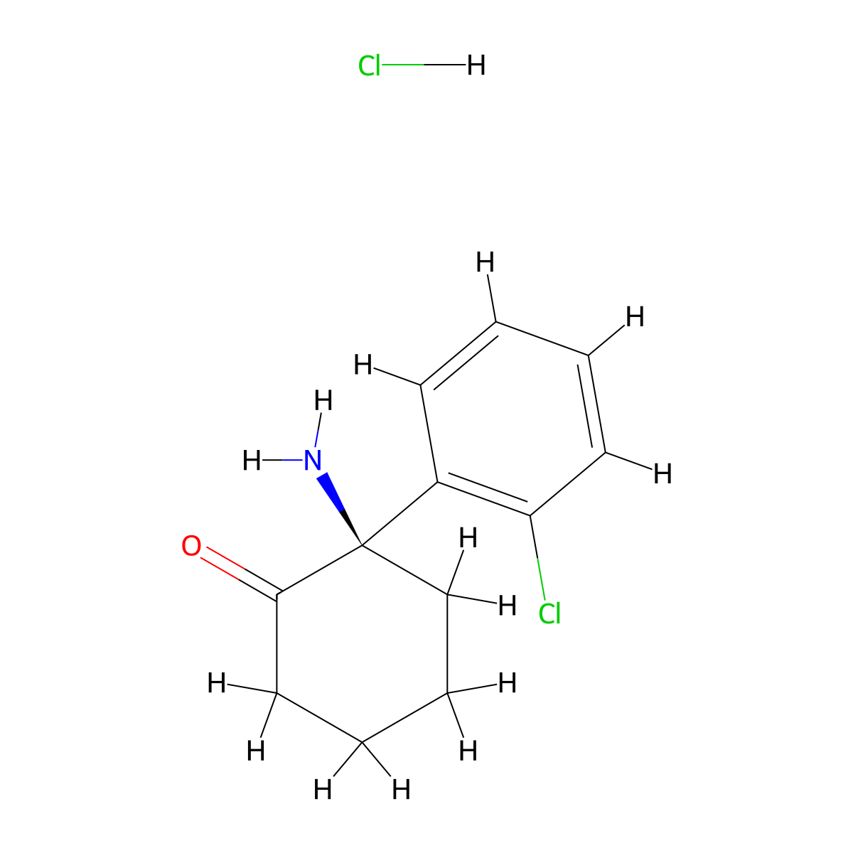 Norketamine hydrochloride, (R)- molecular structure, CAS 83777-68-8
