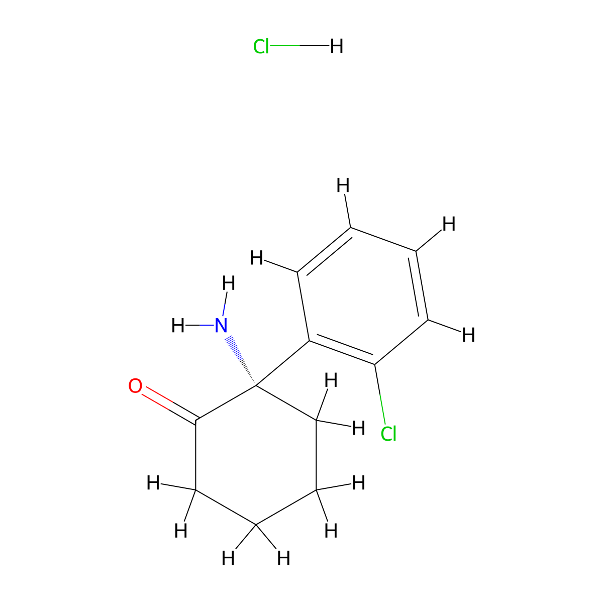 Norketamine hydrochloride, (S)- molecular structure, CAS 83777-70-2
