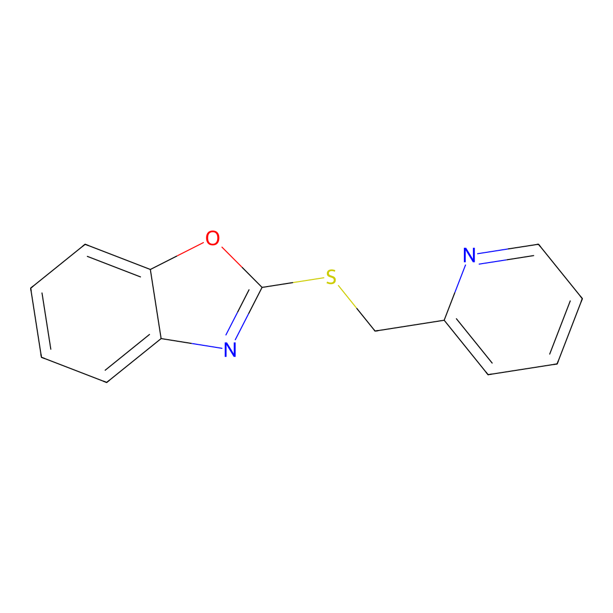 Benzoxazole, 2-[(2-pyridinylmethyl)thio]- molecular structure, CAS 83782-84-7
