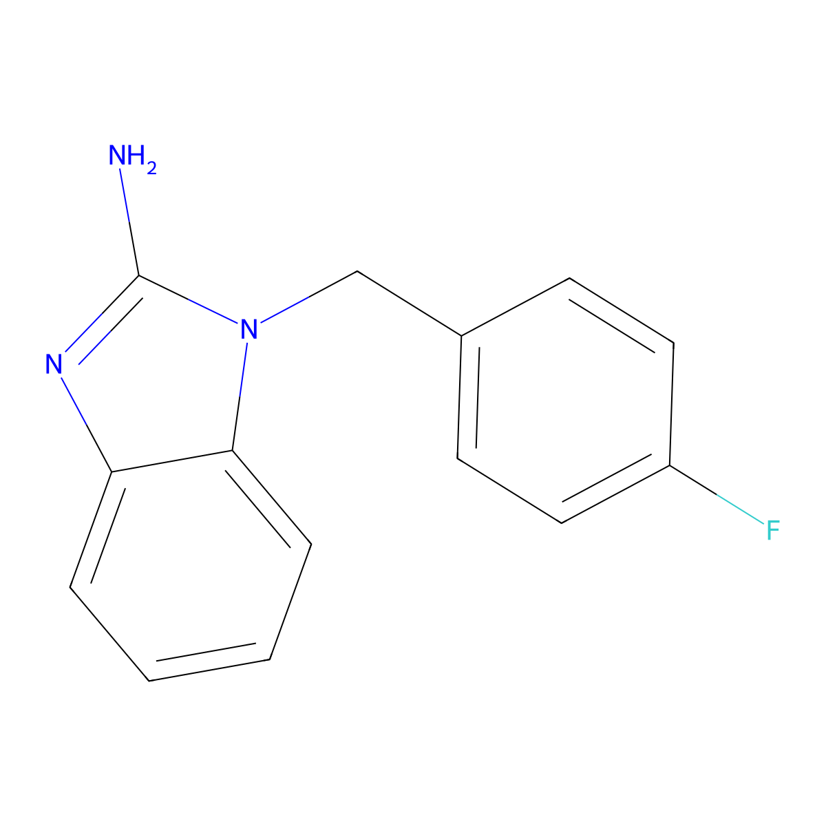 2-amino-1-((4-fluorophenyl)methyl)-1H-benzimidazole molecular structure, CAS 83783-69-1