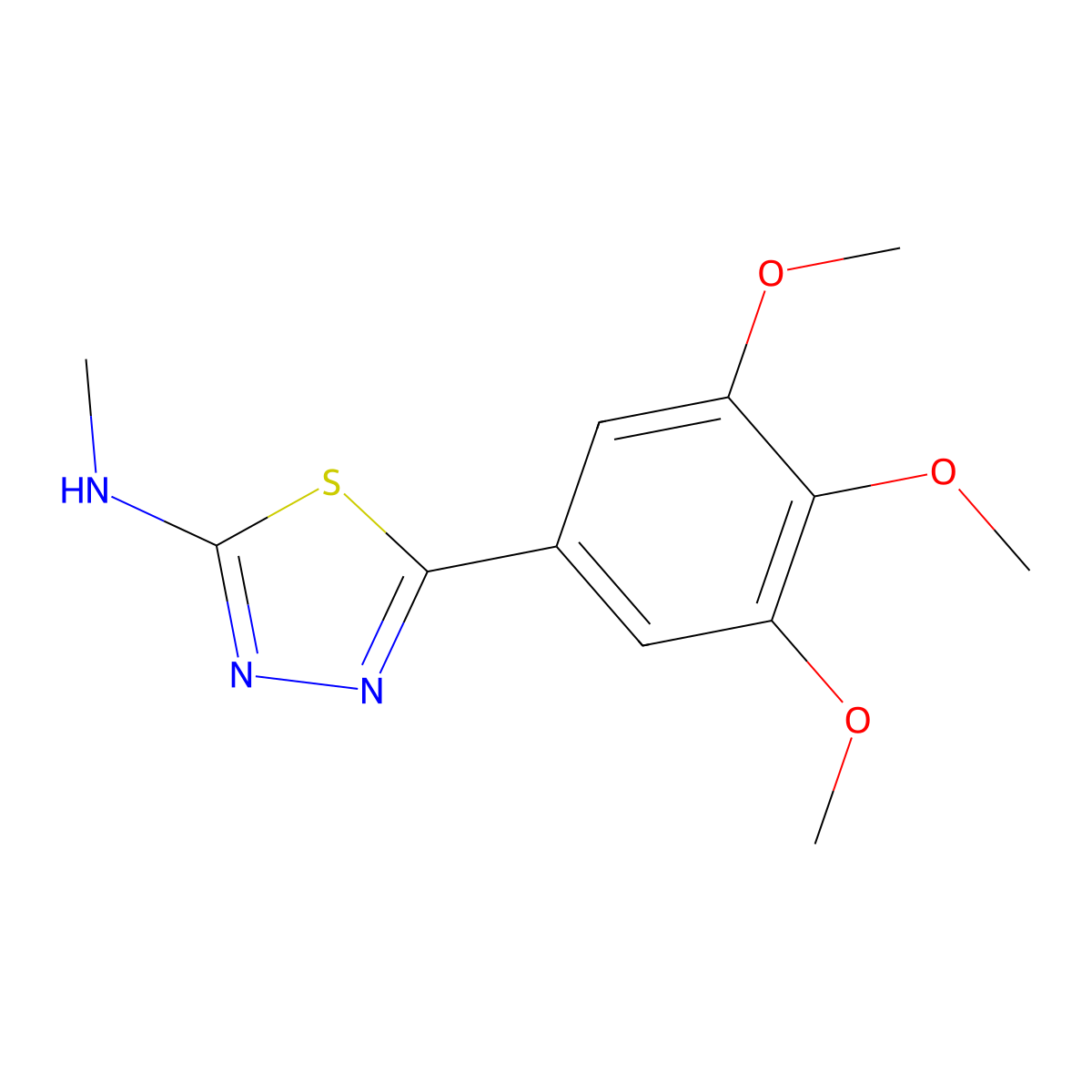 1,3,4-Thiadiazol-2-amine, N-methyl-5-(3,4,5-trimethoxyphenyl)- molecular structure, CAS 83796-27-4