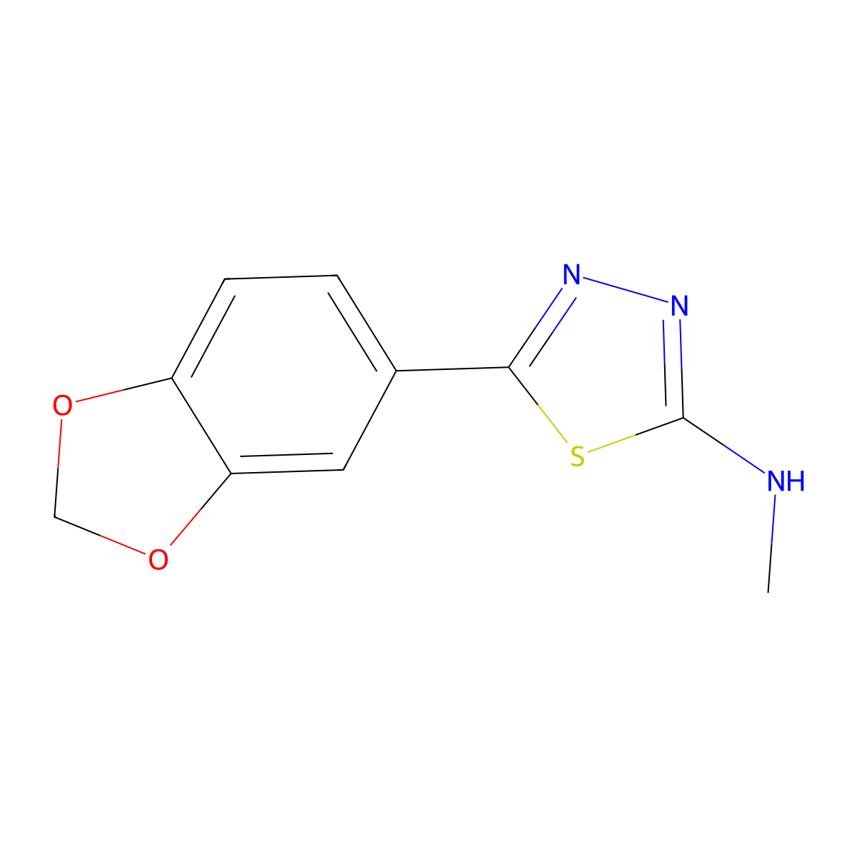1,3,4-Thiadiazol-2-amine, 5-(1,3-benzodioxol-5-yl)-N-methyl- molecular structure, CAS 83796-28-5