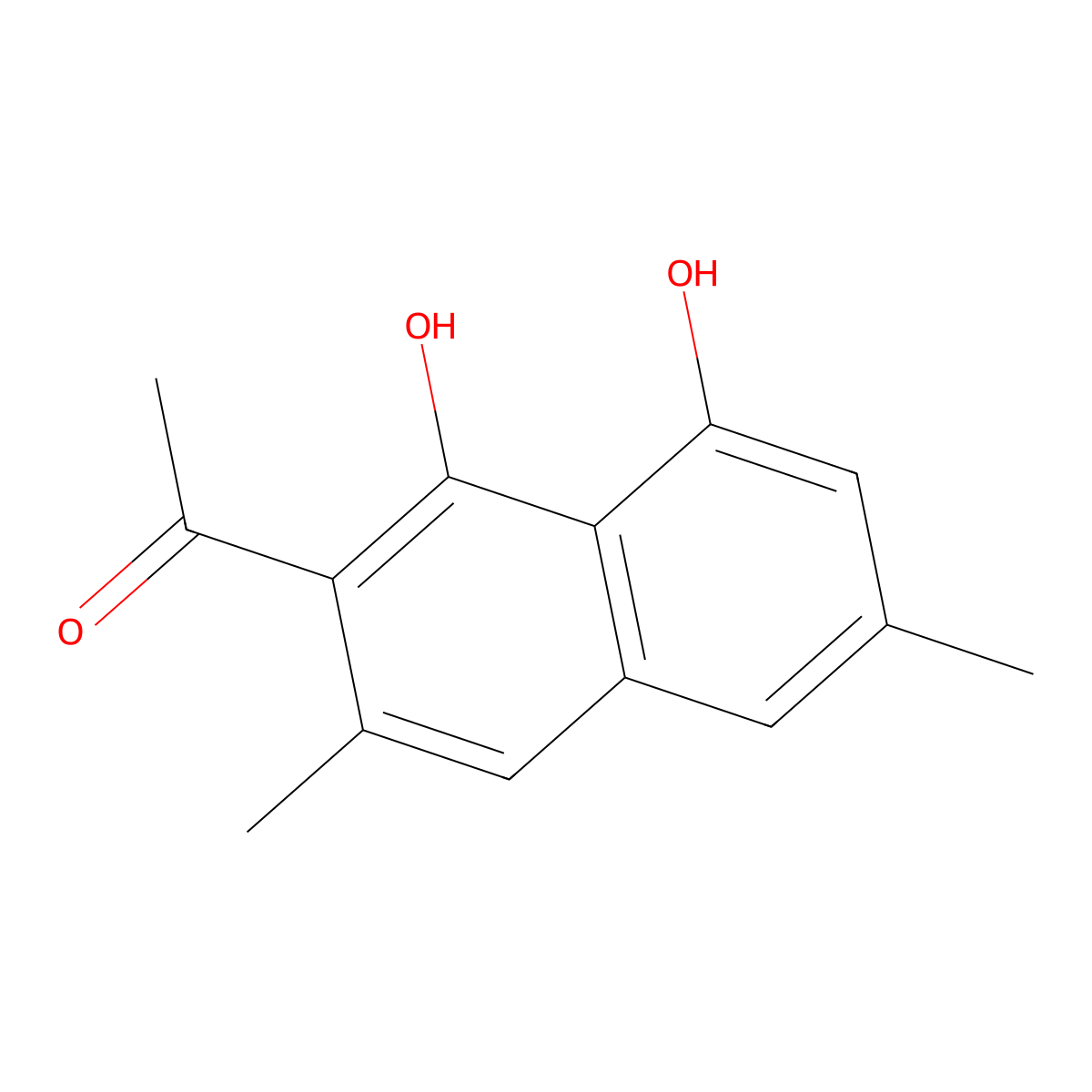 2-Acetyl-1,8-dihydroxy-3,6-dimethylnaphthalene molecular structure, CAS 838-03-9