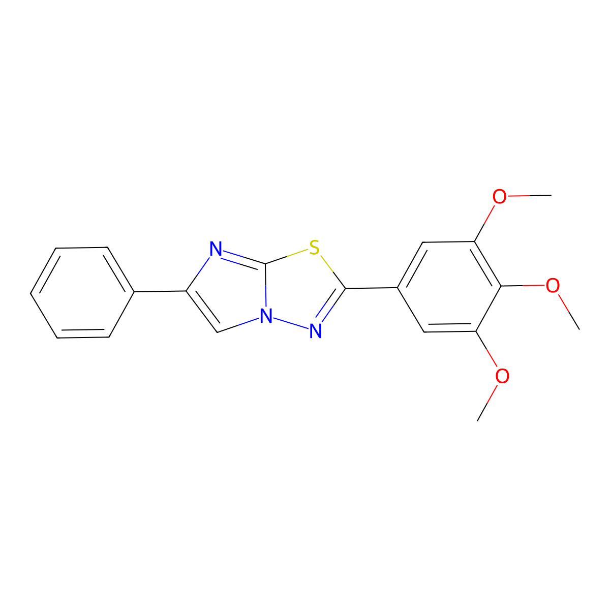 Imidazo(2,1-b)-1,3,4-thiadiazole, 6-phenyl-2-(3,4,5-trimethoxyphenyl)- molecular structure, CAS 83805-45-2