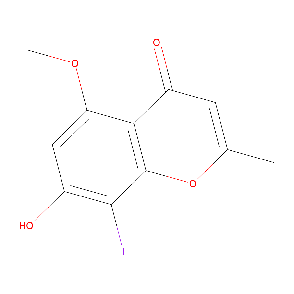 7-hydroxy-8-iodo-5-methoxy-2-methyl-4H-chromen-4-one molecular structure, CAS 83805-64-5