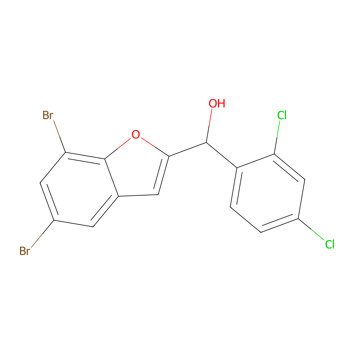 (5,7-Dibromo-1-benzofuran-2-yl)(2,4-dichlorophenyl)methanol molecular structure, CAS 83806-29-5