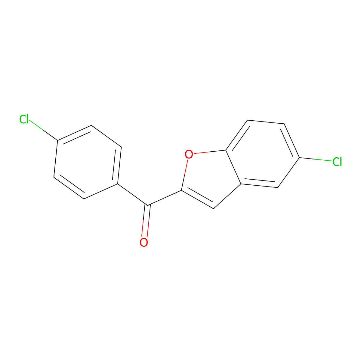(5-Chlorobenzofuran-2-yl)(4-chlorophenyl)methanone molecular structure, CAS 83806-32-0