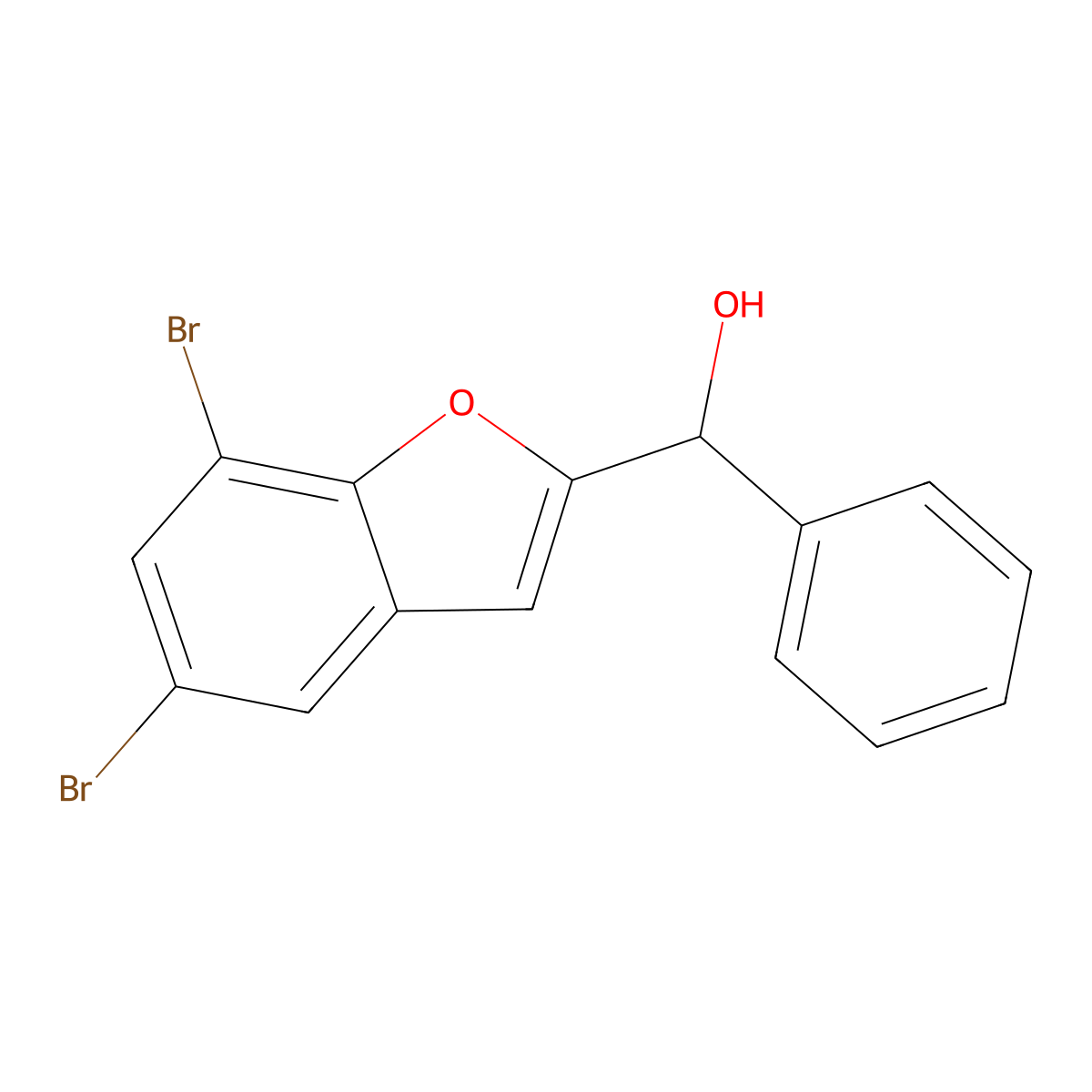 (5,7-Dibromo-1-benzofuran-2-yl)(phenyl)methanol molecular structure, CAS 83806-48-8
