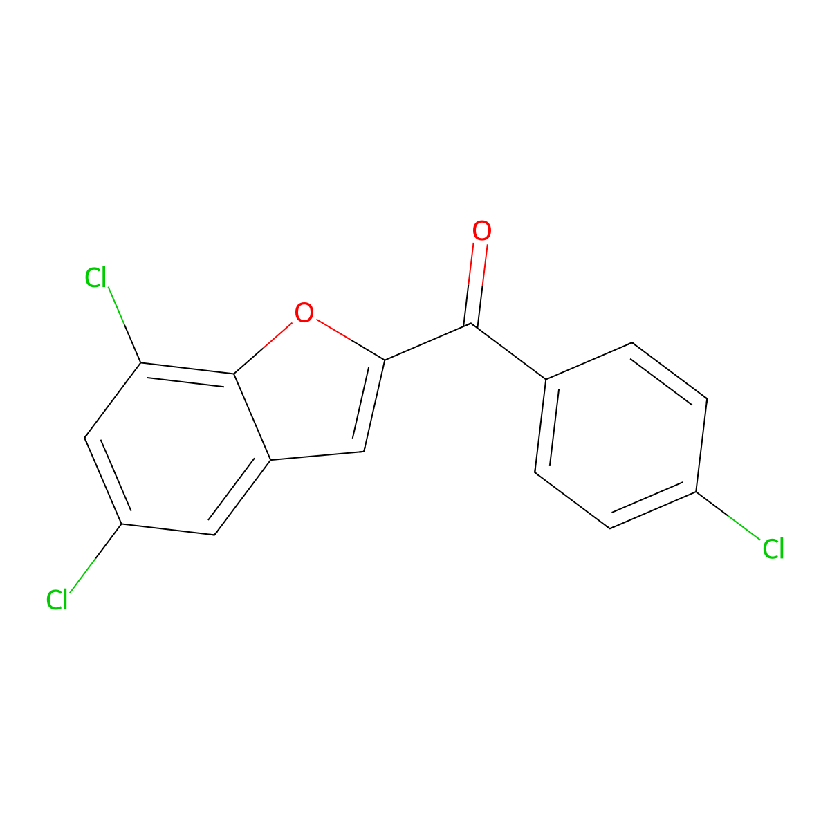 (4-Chlorophenyl)-(5,7-dichloro-1-benzofuran-2-yl)methanone molecular structure, CAS 83806-56-8