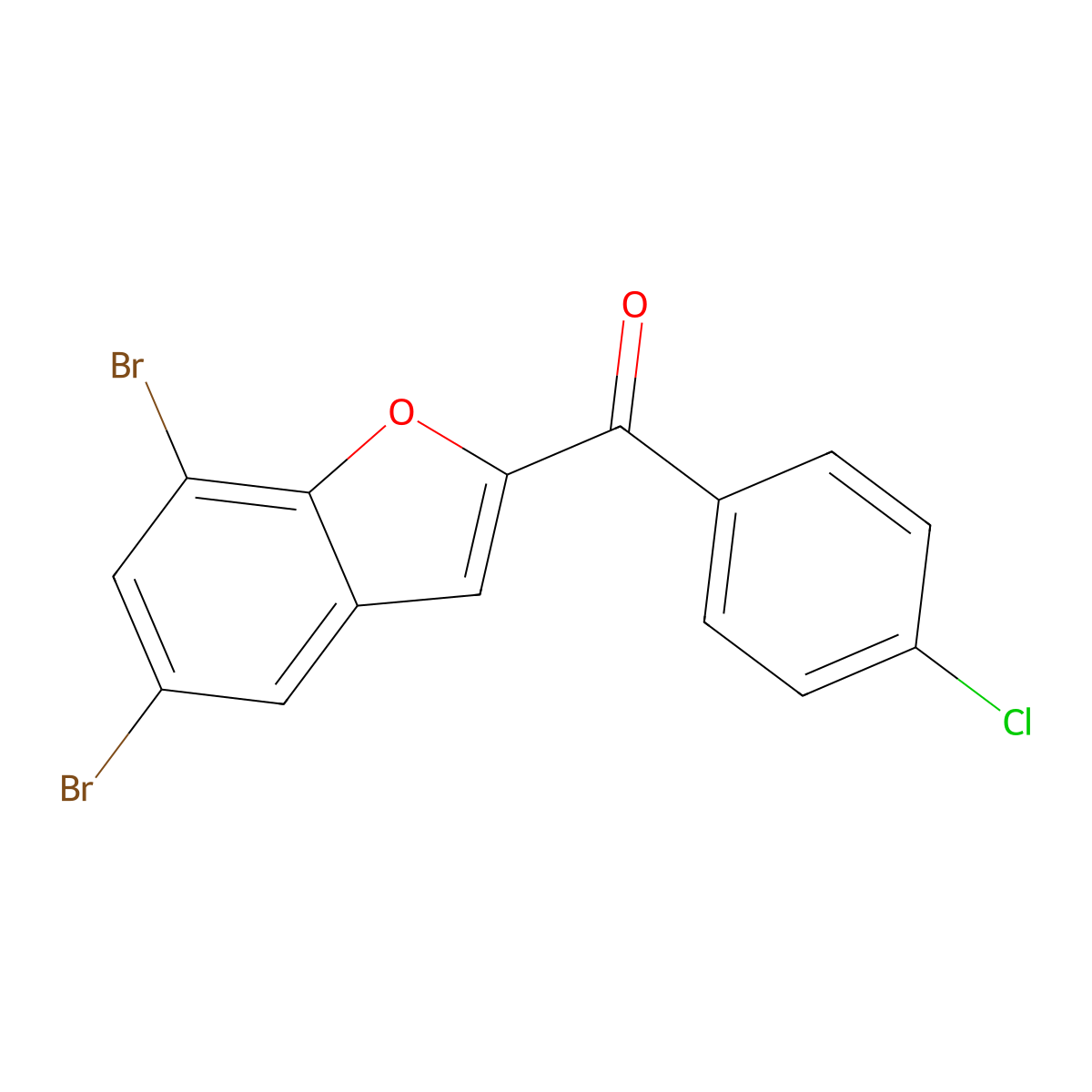 (4-Chlorophenyl)-(5,7-dibromobenzofuran-2-yl)methanone molecular structure, CAS 83806-70-6
