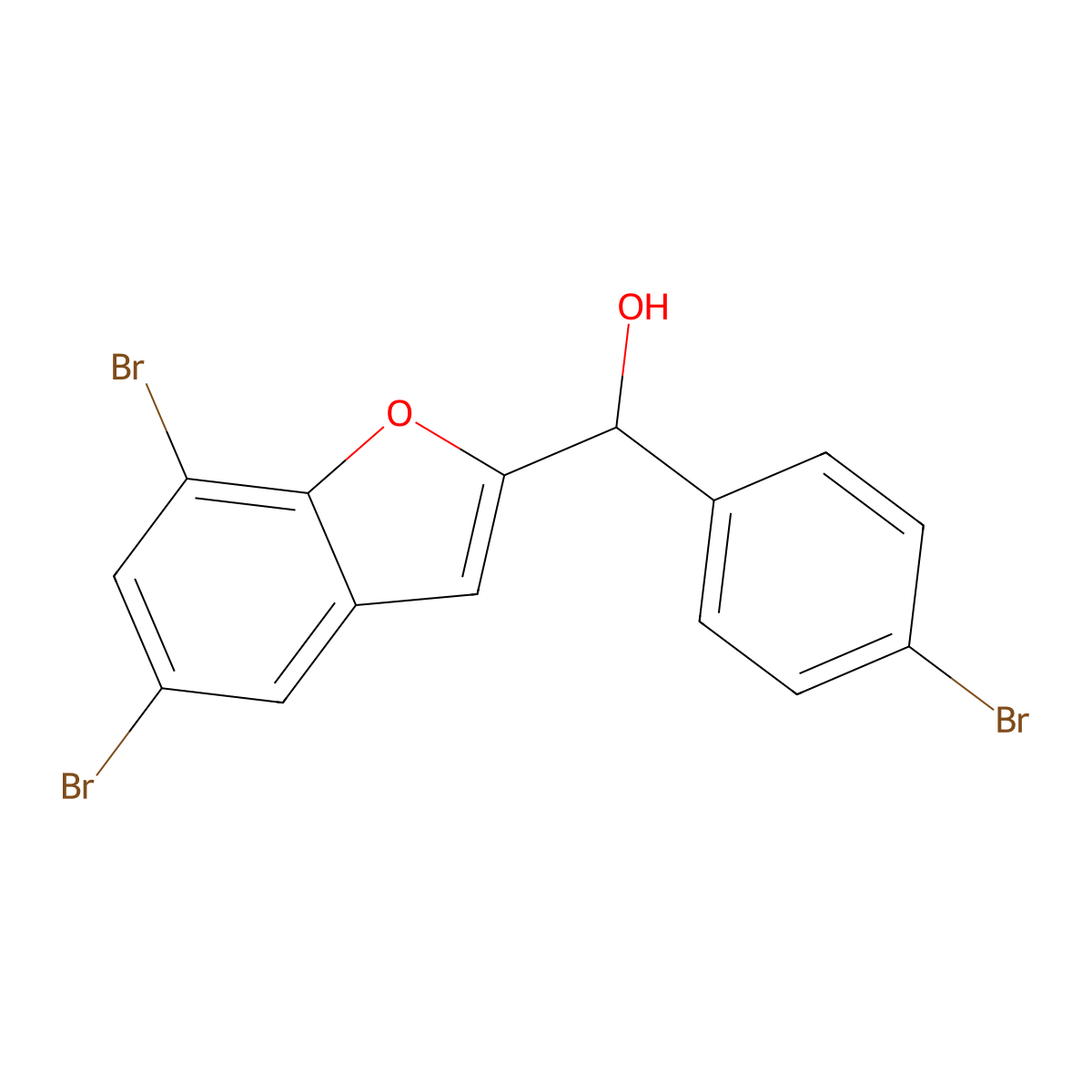 (4-Bromophenyl)(5,7-dibromo-1-benzofuran-2-yl)methanol molecular structure, CAS 83806-76-2