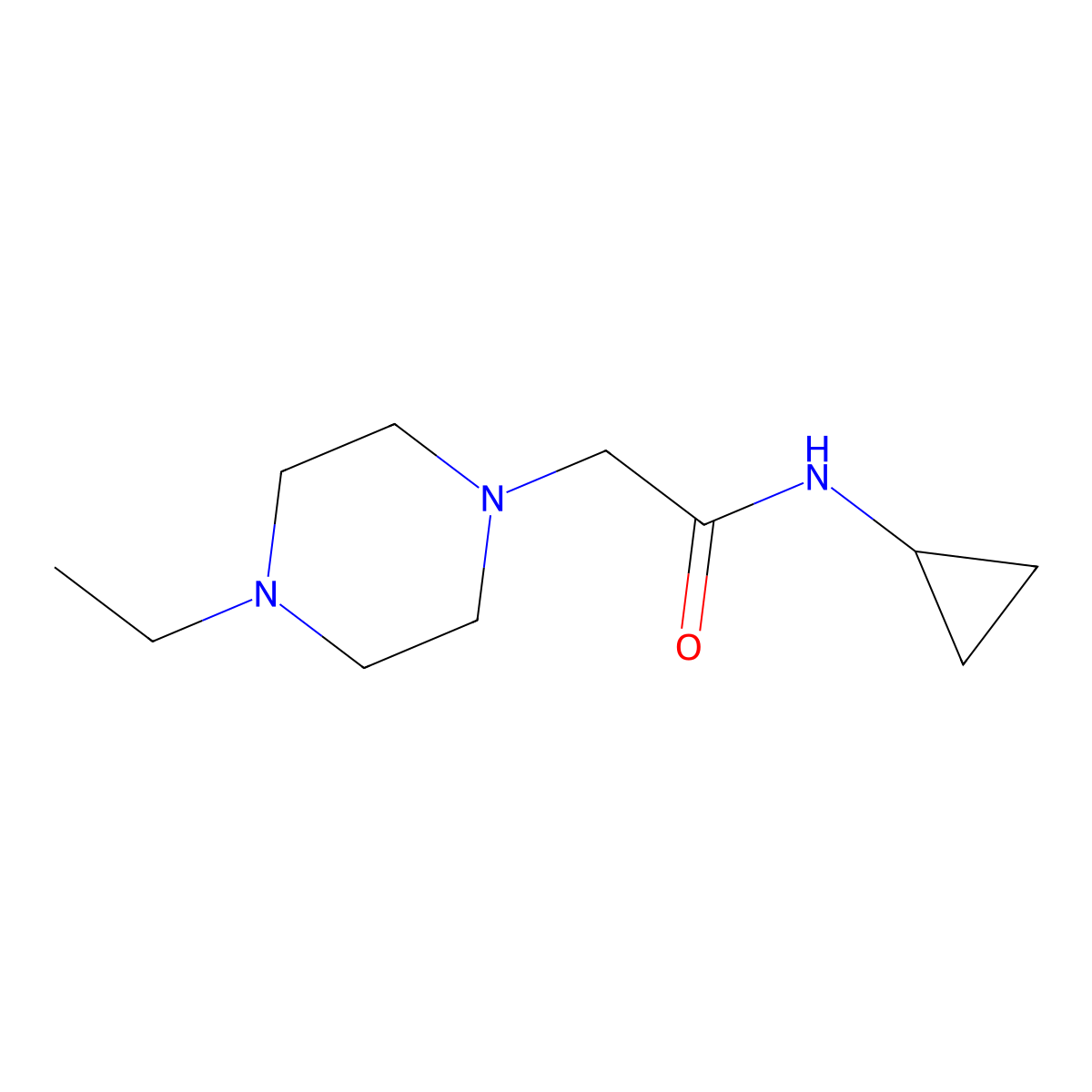 N-cyclopropyl-2-(4-ethylpiperazin-1-yl)acetamide molecular structure, CAS 838091-46-6