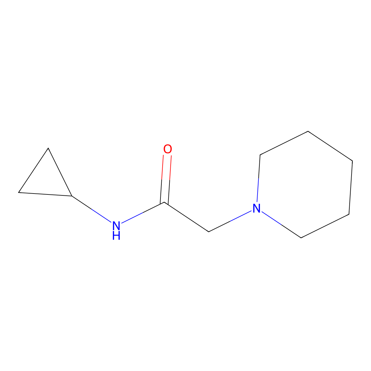 N-cyclopropyl-2-(piperidin-1-yl)acetamide molecular structure, CAS 838092-89-0