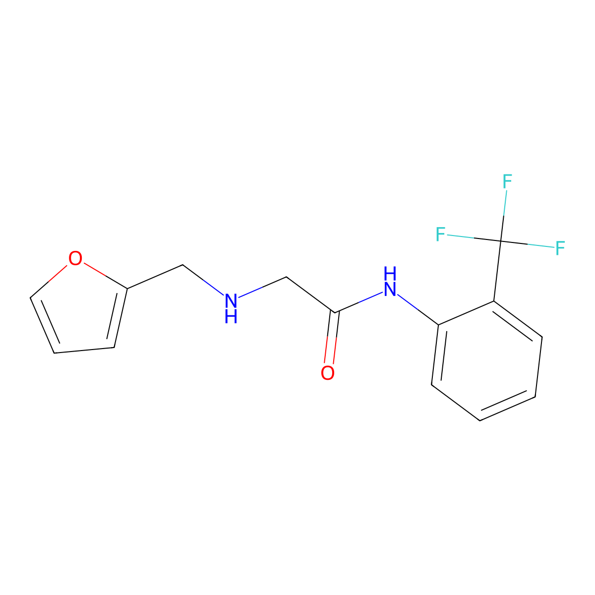 2-[(furan-2-ylmethyl)amino]-N-[2-(trifluoromethyl)phenyl]acetamide molecular structure, CAS 838093-46-2