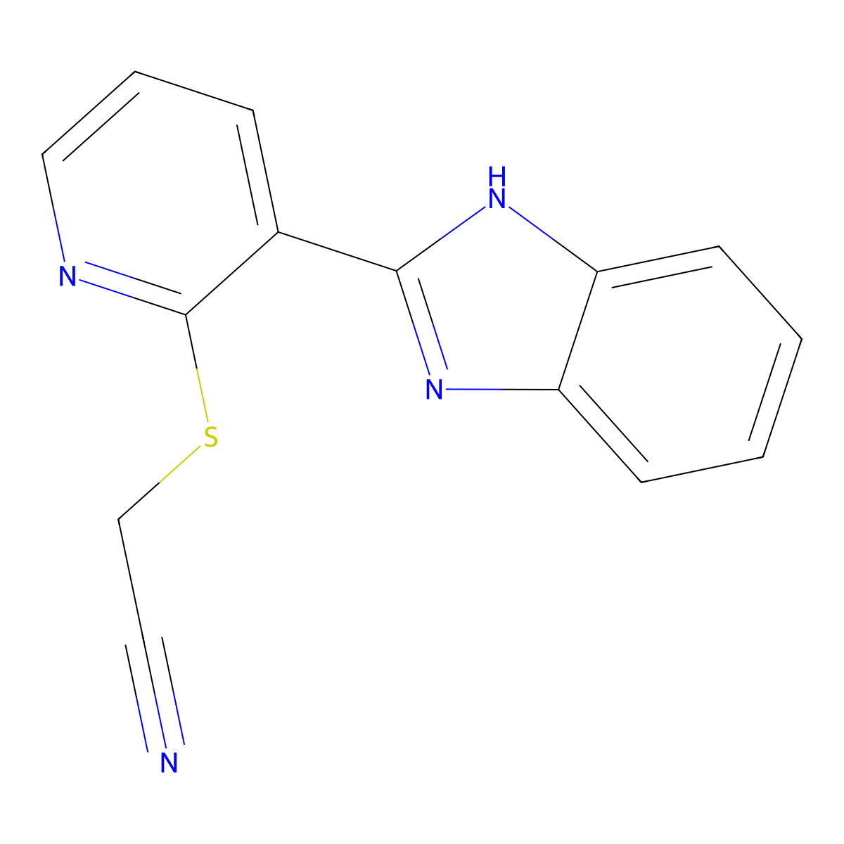 [3-(1H-Benzoimidazol-2-yl)-pyridin-2-ylsulfanyl]-acetonitrile molecular structure, CAS 838100-58-6