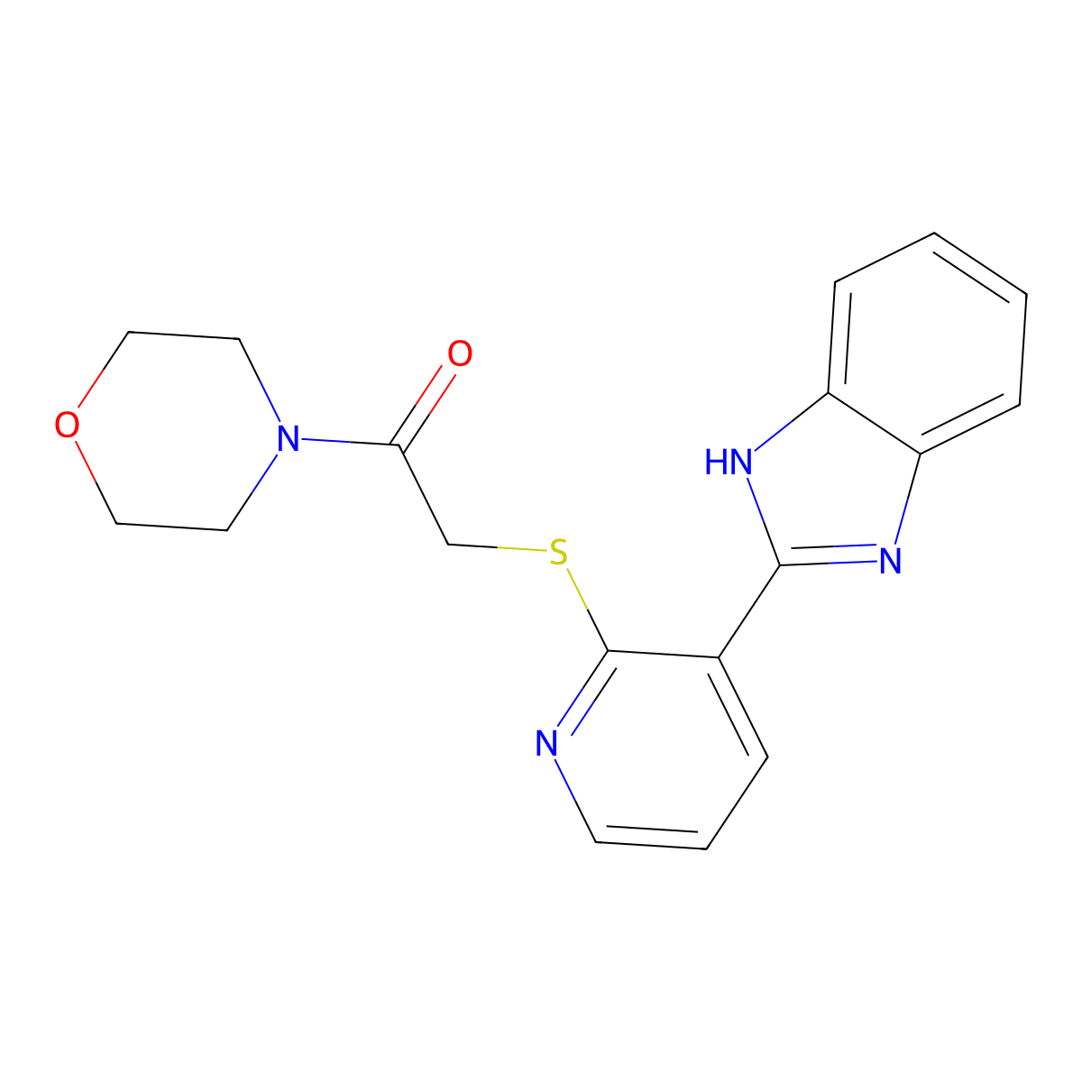 2-[3-(1H-benzimidazol-2-yl)pyridin-2-yl]sulfanyl-1-morpholin-4-ylethanone molecular structure, CAS 838100-65-5