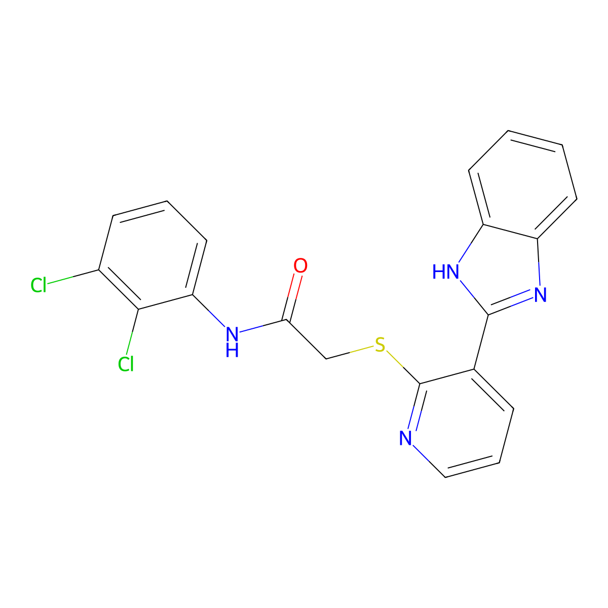 2-[[3-(2-Benzimidazolyl)-2-pyridyl]thio]-N-(2,3-dichlorophenyl)acetamide molecular structure, CAS 838100-86-0