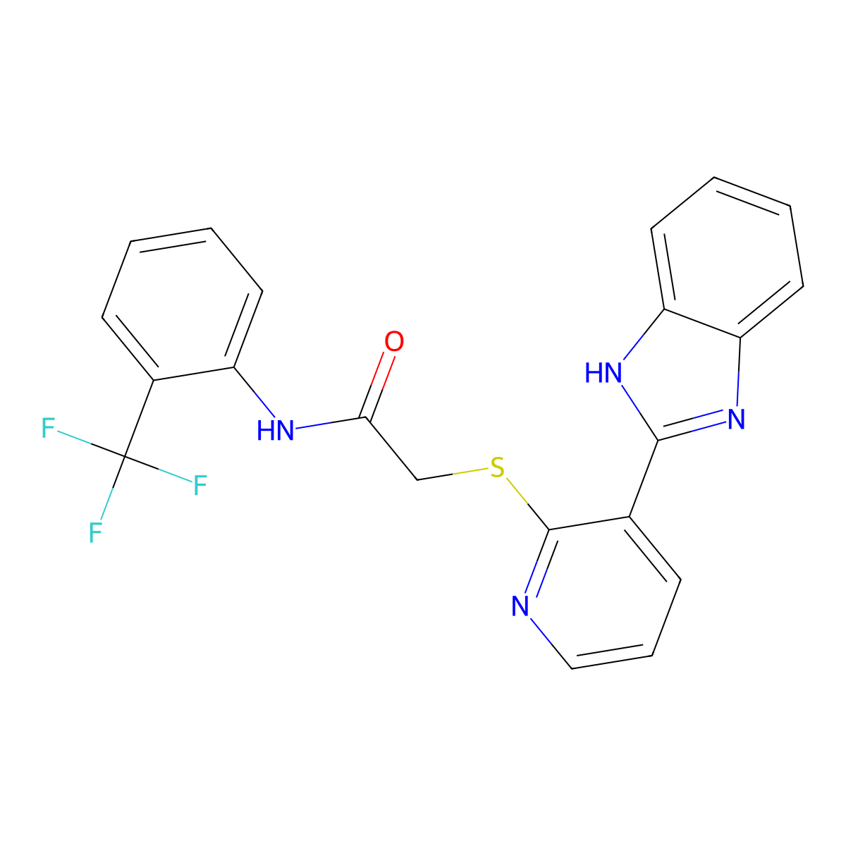 2-[[3-(2-Benzimidazolyl)-2-pyridyl]thio]-N-[2-(trifluoromethyl)phenyl]acetamide molecular structure, CAS 838100-87-1