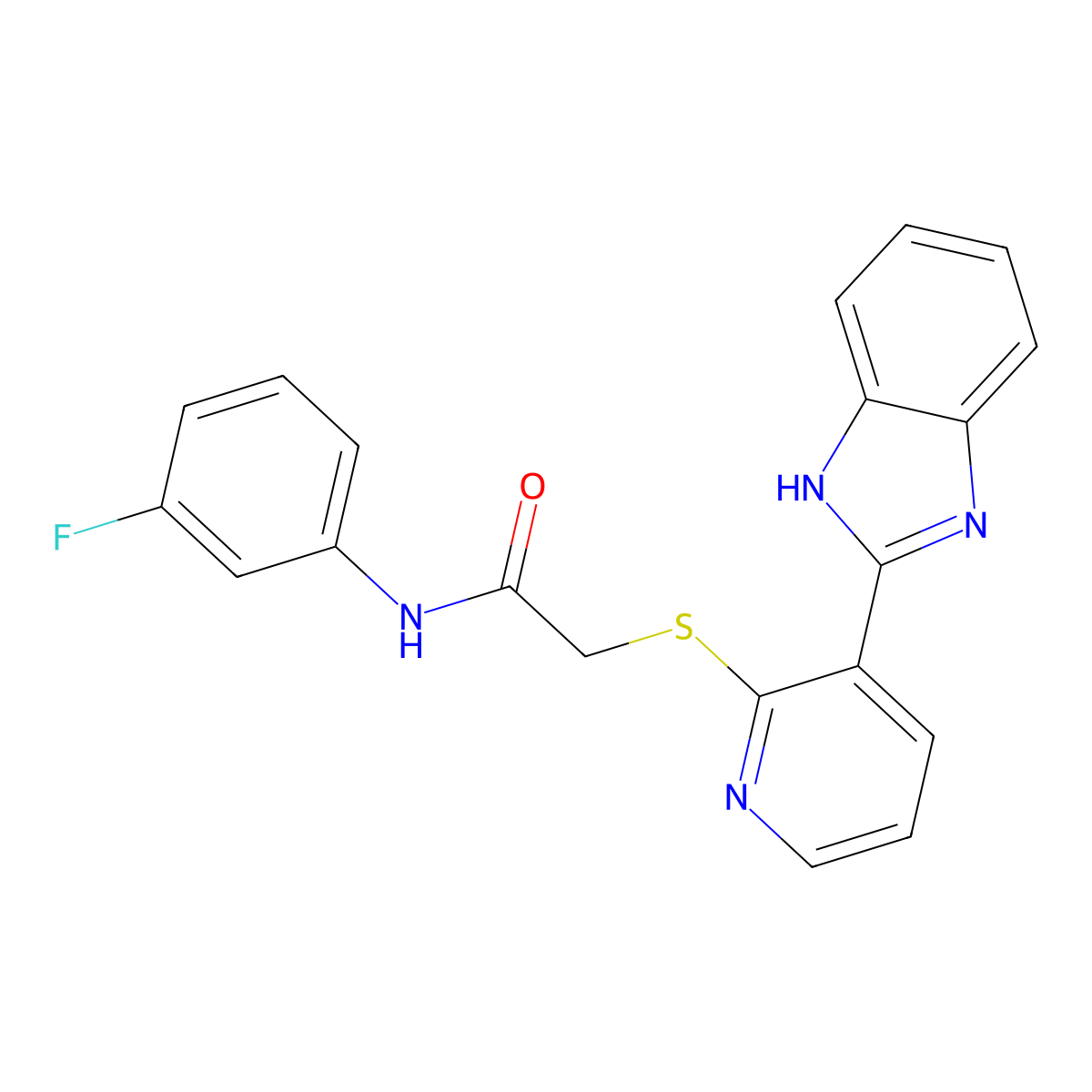 2-[3-(1H-benzimidazol-2-yl)pyridin-2-yl]sulfanyl-N-(3-fluorophenyl)acetamide molecular structure, CAS 838101-13-6