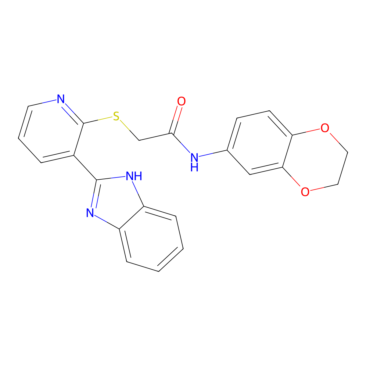 2-[3-(1H-benzimidazol-2-yl)pyridin-2-yl]sulfanyl-N-(2,3-dihydro-1,4-benzodioxin-6-yl)acetamide molecular structure, CAS 838101-16-9