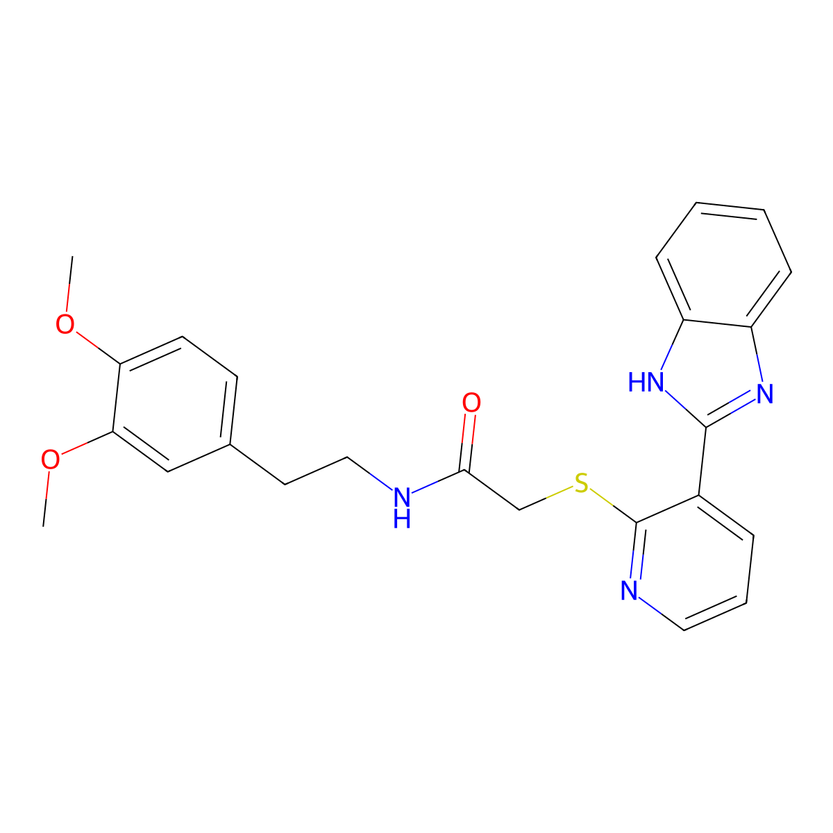 2-[3-(1H-benzimidazol-2-yl)pyridin-2-yl]sulfanyl-N-[2-(3,4-dimethoxyphenyl)ethyl]acetamide molecular structure, CAS 838101-46-5