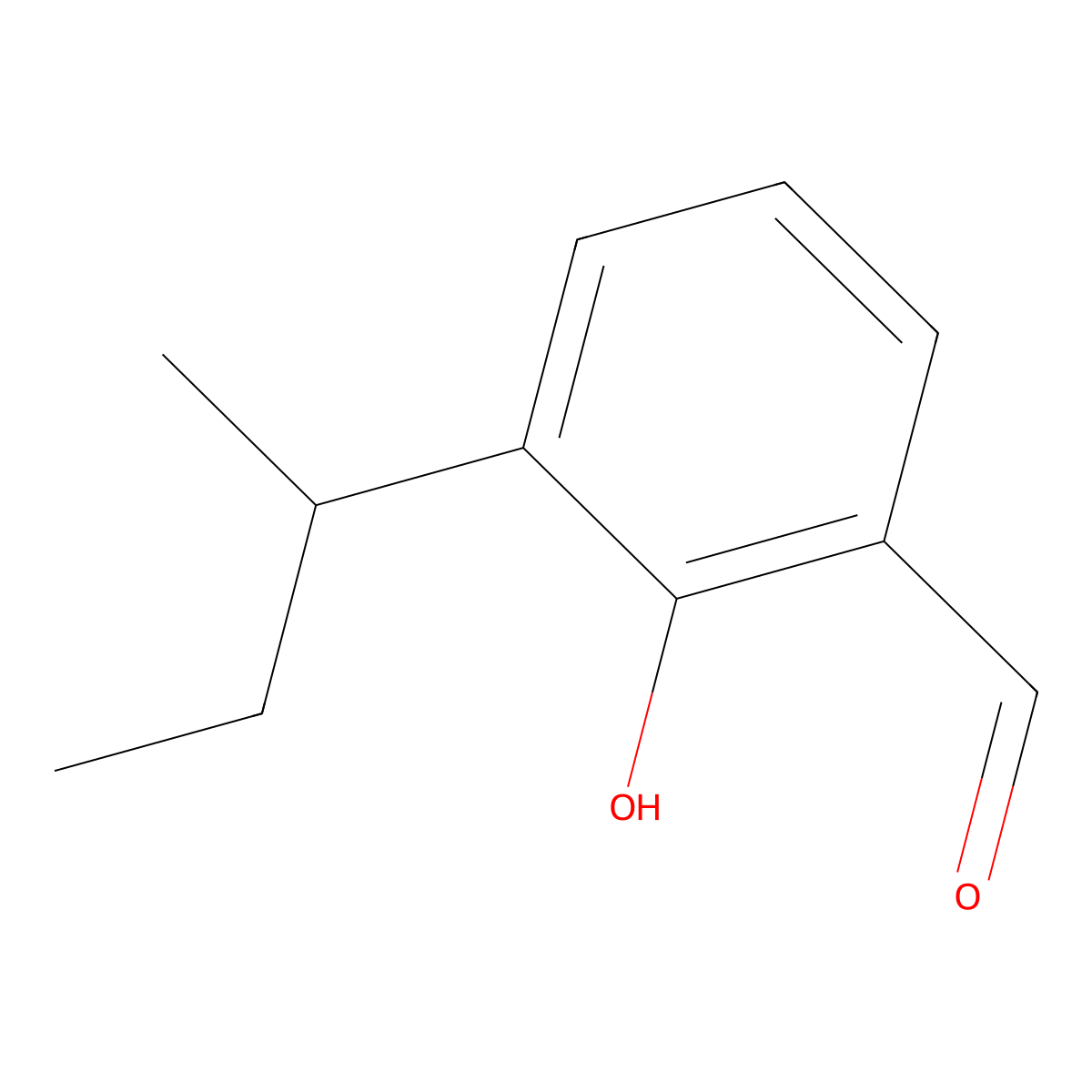 Benzaldehyde, 2-hydroxy-3-(1-methylpropyl)- molecular structure, CAS 83816-54-0