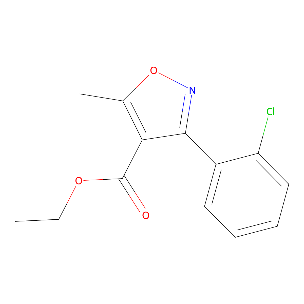 Ethyl 3-(2-chlorophenyl)-5-methylisoxazole-4-carboxylate molecular structure, CAS 83817-50-9