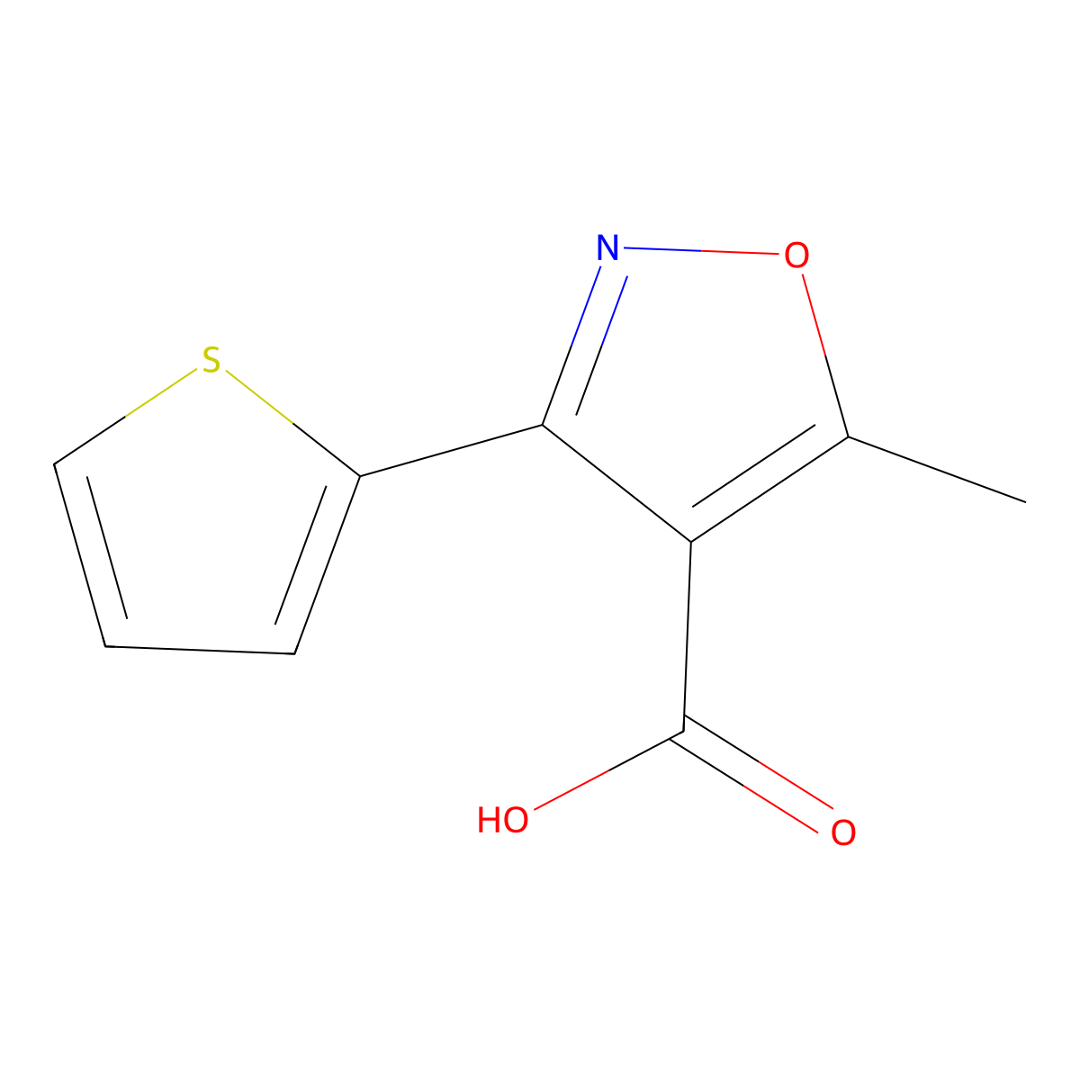 5-Methyl-3-(2-thienyl)isoxazole-4-carboxylic acid molecular structure, CAS 83817-53-2