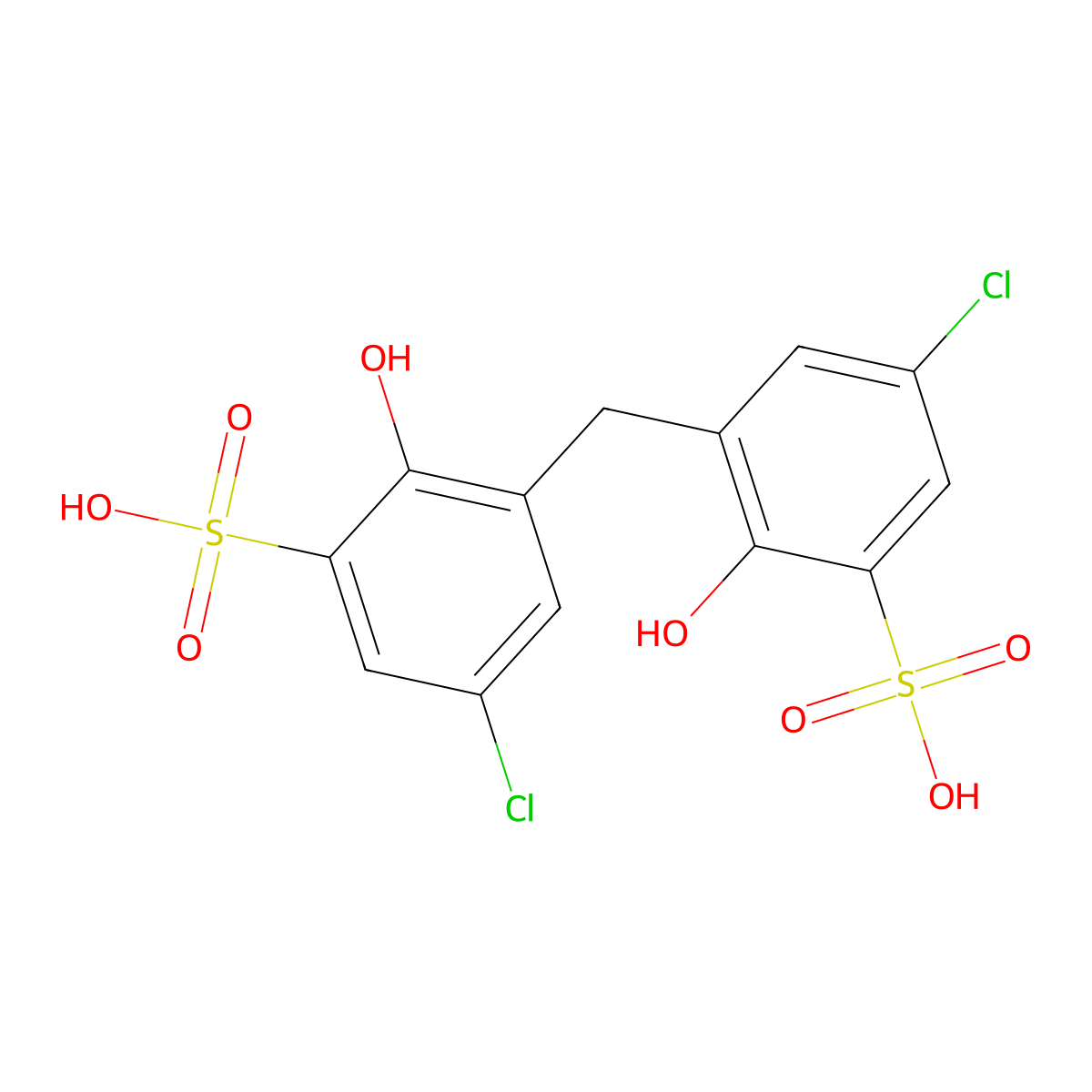 3,3'-Methylenebis(5-chloro-2-hydroxybenzenesulphonic) acid molecular structure, CAS 83817-55-4