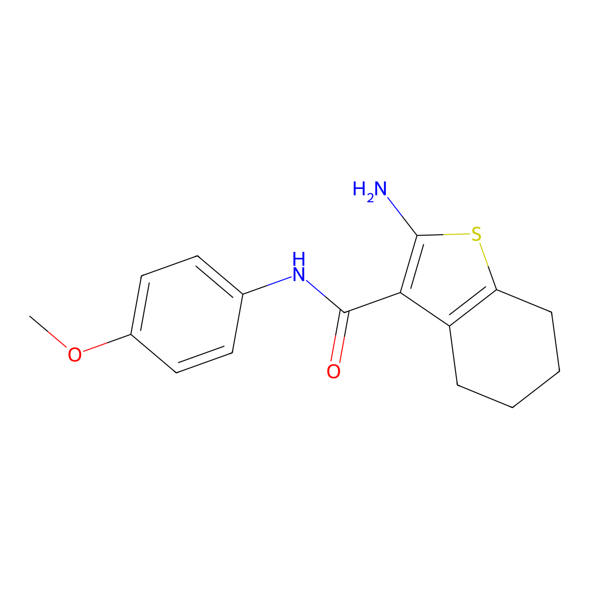 2-amino-N-(4-methoxyphenyl)-4,5,6,7-tetrahydro-1-benzothiophene-3-carboxamide molecular structure, CAS 83822-33-7