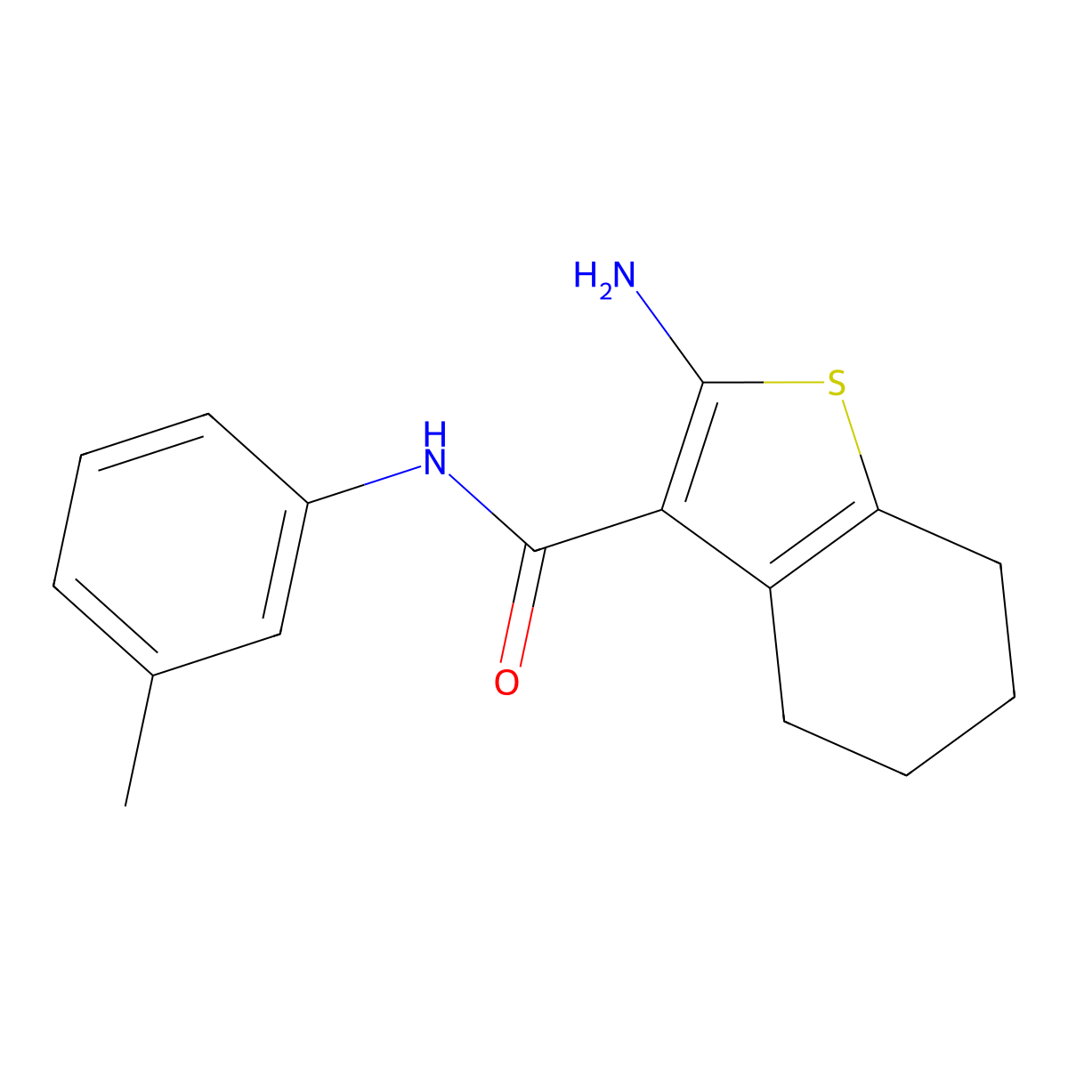 2-amino-N-(3-methylphenyl)-4,5,6,7-tetrahydro-1-benzothiophene-3-carboxamide molecular structure, CAS 83822-34-8