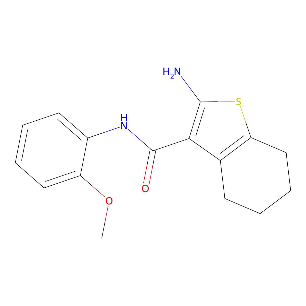 2-amino-N-(2-methoxyphenyl)-4,5,6,7-tetrahydro-1-benzothiophene-3-carboxamide molecular structure, CAS 83822-36-0