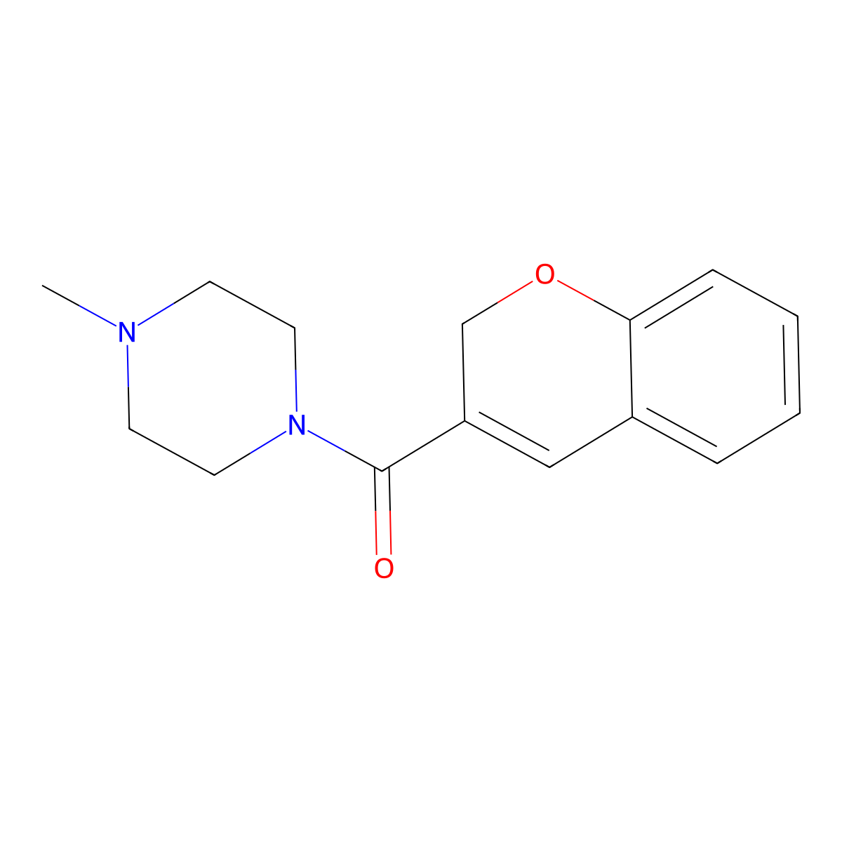 Piperazine, 1-(2H-1-benzopyran-3-ylcarbonyl)-4-methyl- molecular structure, CAS 83823-26-1