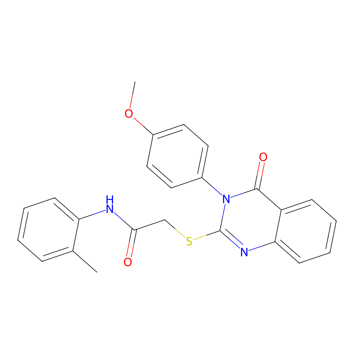 2-{[3-(4-methoxyphenyl)-4-oxo-3,4-dihydroquinazolin-2-yl]sulfanyl}-N-(2-methylphenyl)acetamide molecular structure, CAS 838249-86-8