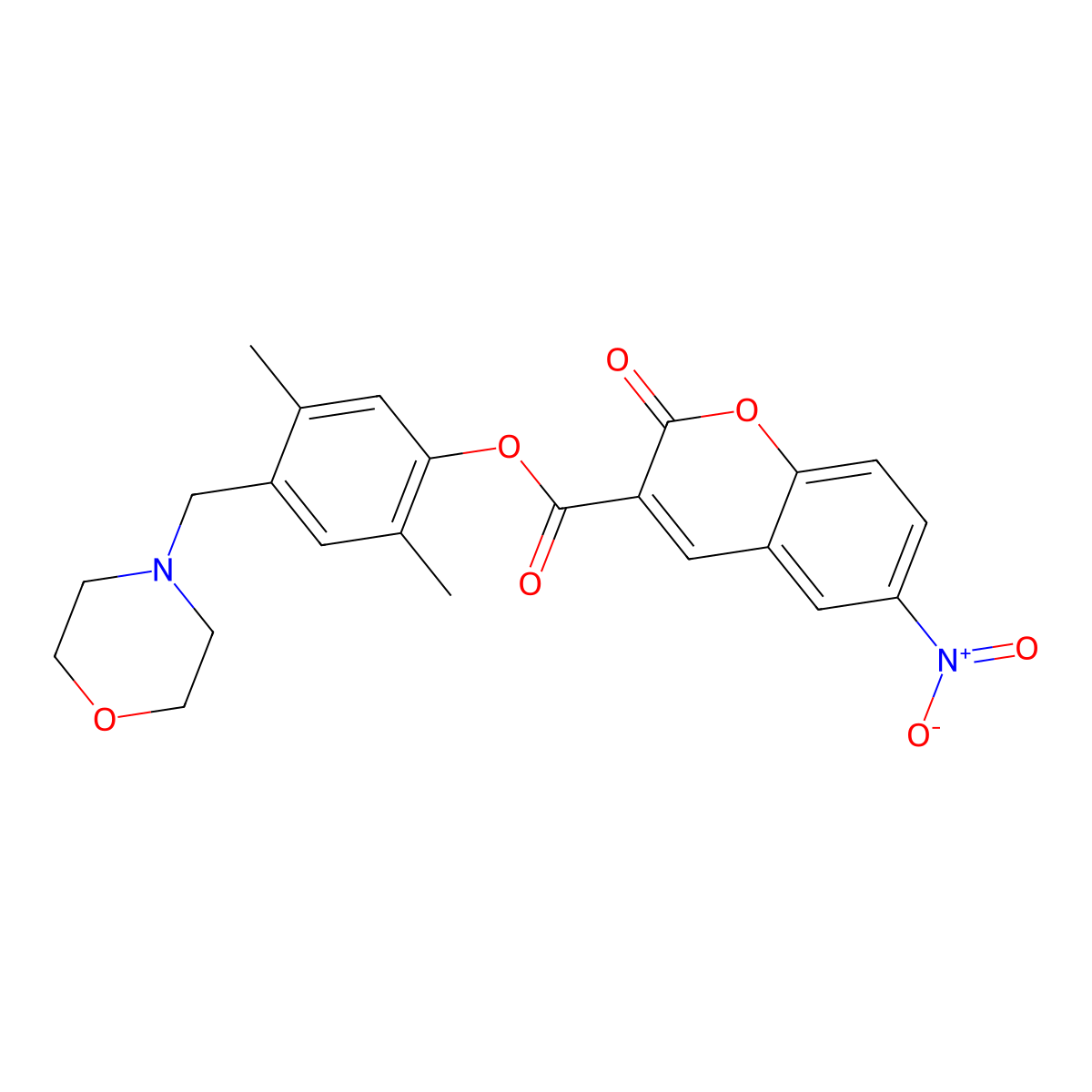 2,5-dimethyl-4-(morpholinomethyl)phenyl 6-nitro-2-oxo-2H-chromene-3-carboxylate molecular structure, CAS 838250-24-1
