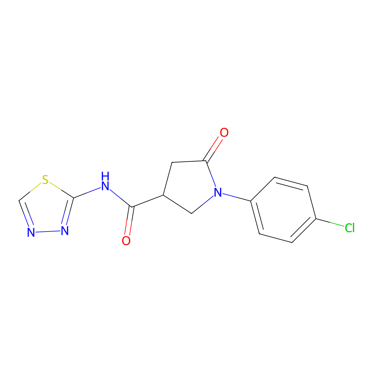 1-(4-chlorophenyl)-5-oxo-N-(1,3,4-thiadiazol-2-yl)pyrrolidine-3-carboxamide molecular structure, CAS 838250-34-3